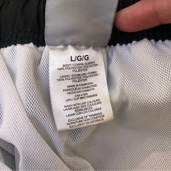 Black Board Shorts with White Drawstring and Large Logo Patch - Picture 3 of 5